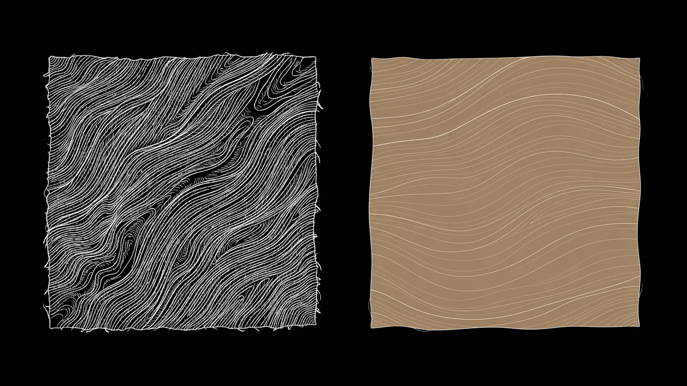 Close-up comparison of indigo denim weave and smooth khaki twill fabric textures.