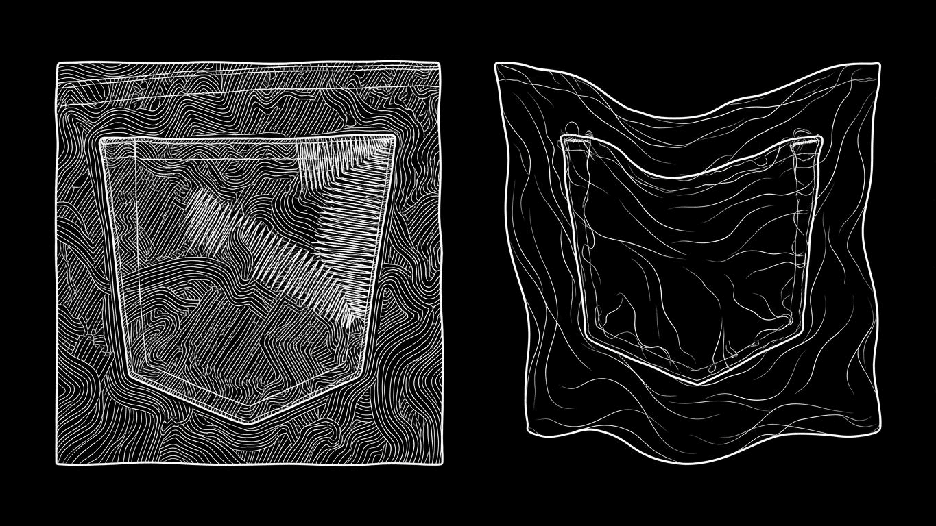 Comparison of premium reinforced denim stitching versus thin, sagging fabric on cargo pants.
