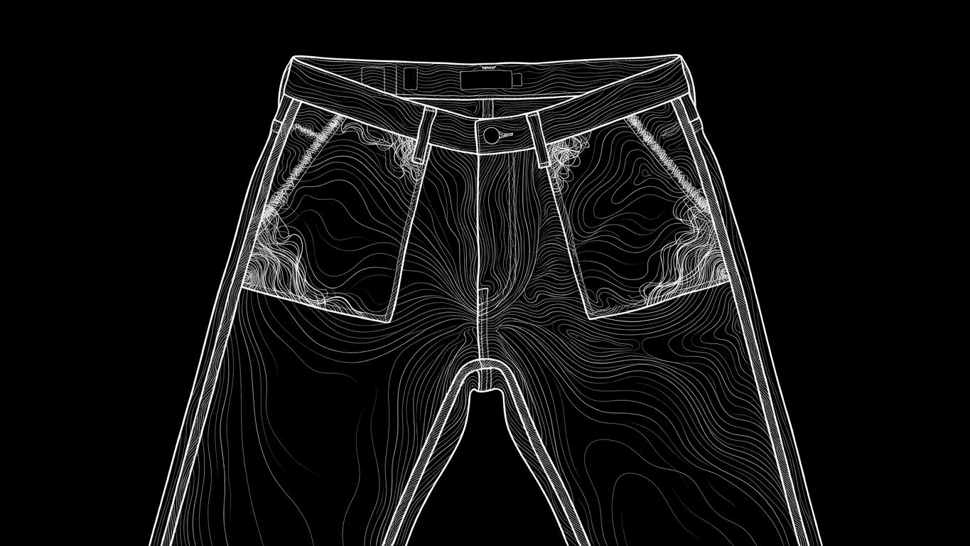 Close-up of the interior seams and reinforced stitching of a high-quality cotton trouser.