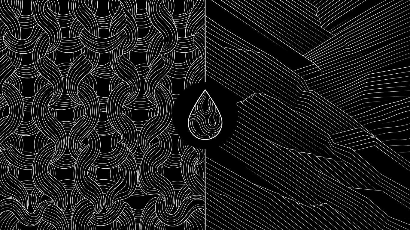 Close-up comparison of knit denim loops and woven denim twill texture with a moisture icon.