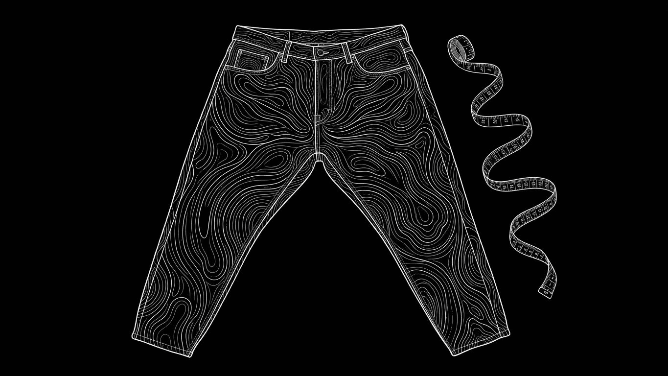 Dark denim jeans displaying a clear taper from a wide thigh to a narrow ankle opening.