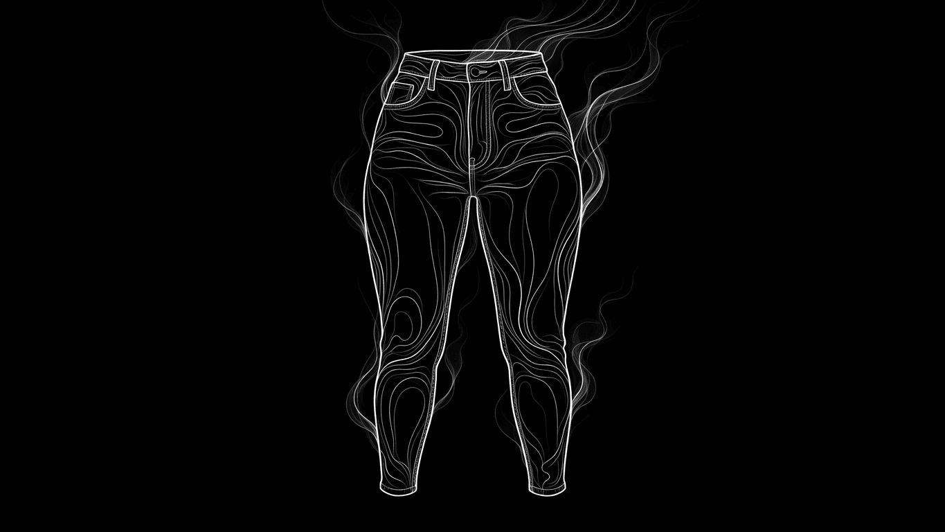 A pair of dark indigo tapered jeans highlighting a roomy thigh and narrow ankle.